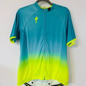 Specialized Turquoise Yellow Ombre SL Pro Jersey Short Sleeve Cycle Top Size XL